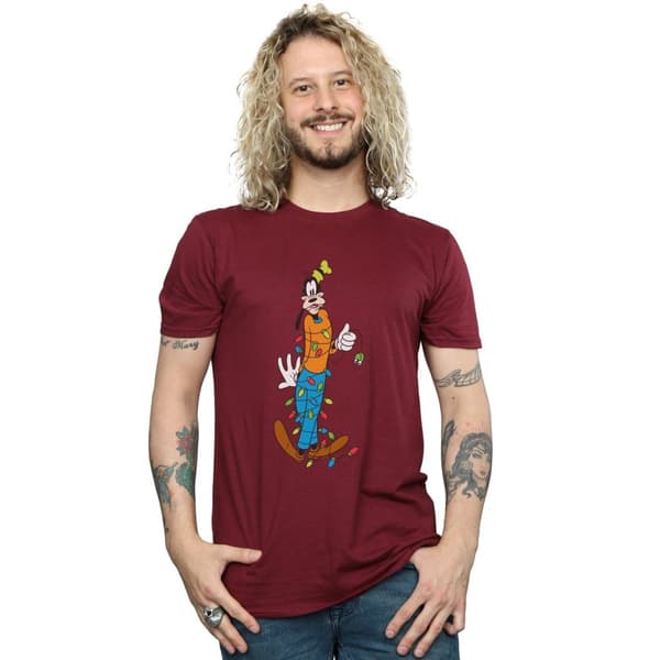 Disney Mens Goofy Christmas Lights T-Shirt