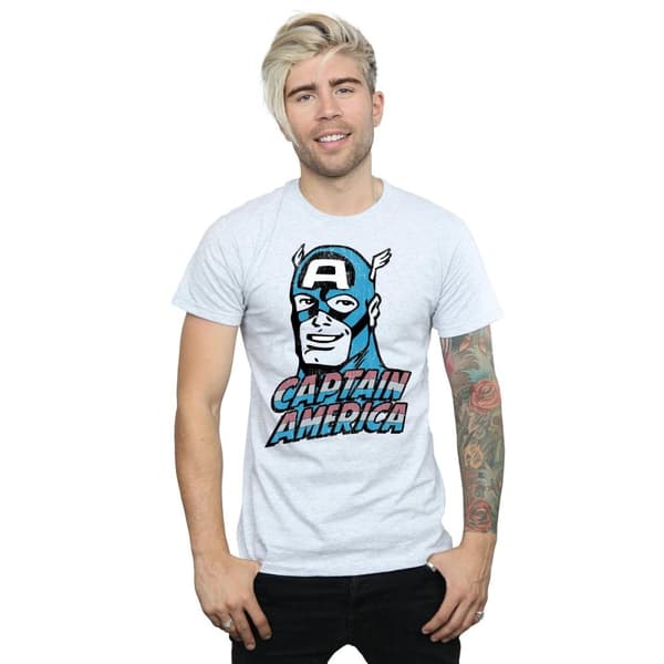 Marvel Mens Captain America Distressed T-Shirt