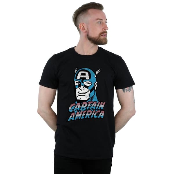 Marvel Mens Captain America Distressed T-Shirt