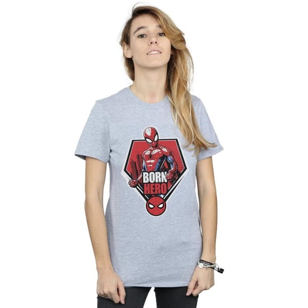 Marvel Womens/Ladies Spider-Man Born Hero Cotton Boyfriend T-Shirt