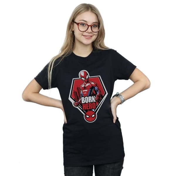 Marvel Womens/Ladies Spider-Man Born Hero Cotton Boyfriend T-Shirt