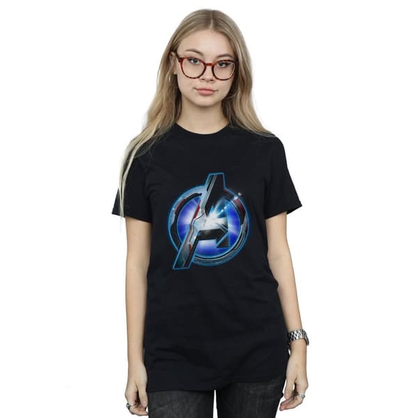 Marvel Womens/Ladies Avengers Endgame Glowing Logo Cotton Boyfriend T-Shirt