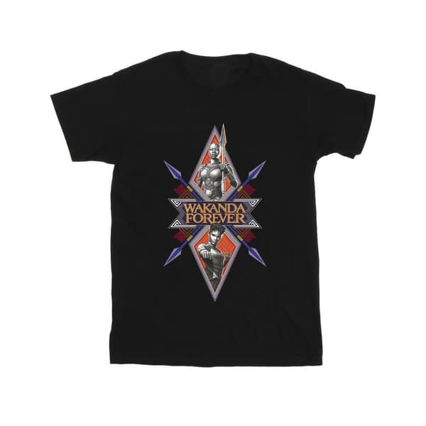 Marvel Mens Wakanda Forever Tribal Spear Chest T-shirt Black XXL