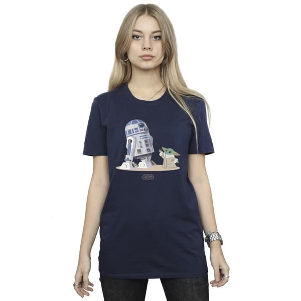 Star Wars Womens/Ladies The Mandalorian R2D2 And Grogu Cotton Boyfriend T-Shirt