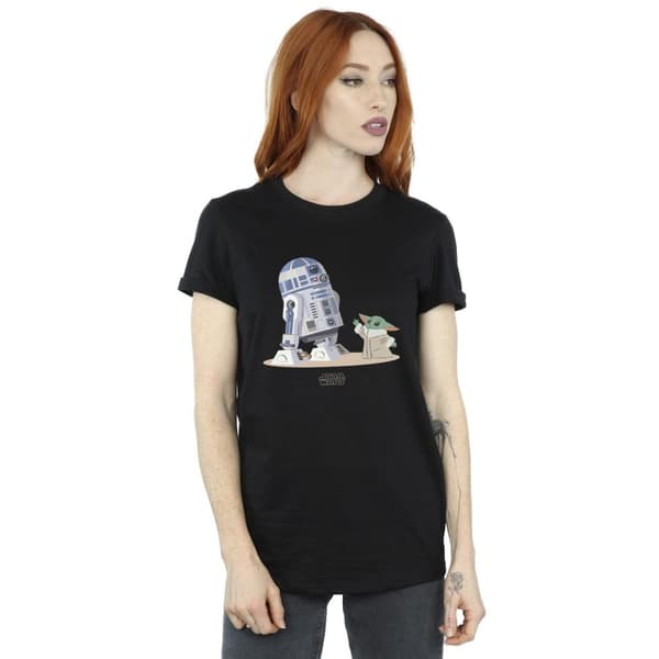 Star Wars Womens/Ladies The Mandalorian R2D2 And Grogu Cotton Boyfriend T-Shirt
