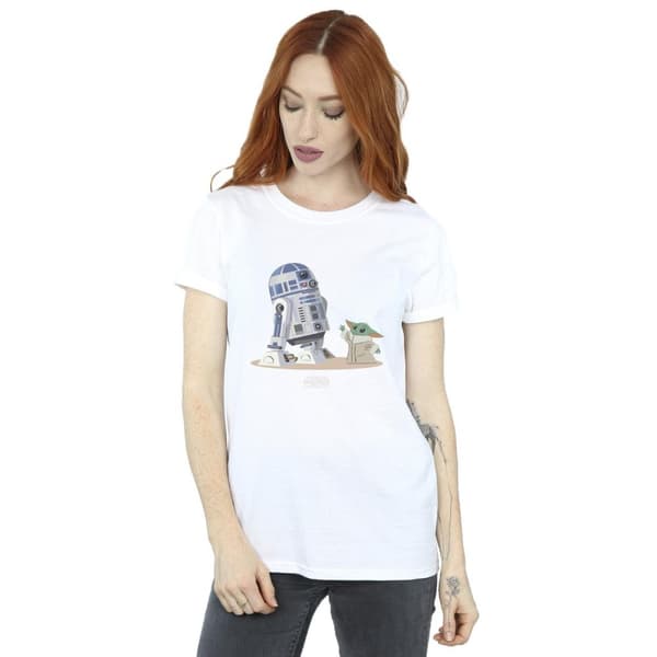 Star Wars Womens/Ladies The Mandalorian R2D2 And Grogu Cotton Boyfriend T-Shirt