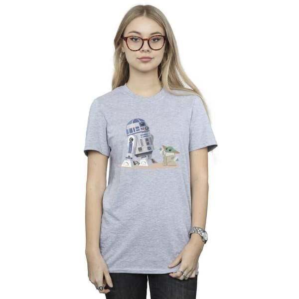 Star Wars Womens/Ladies The Mandalorian R2D2 And Grogu Cotton Boyfriend T-Shirt