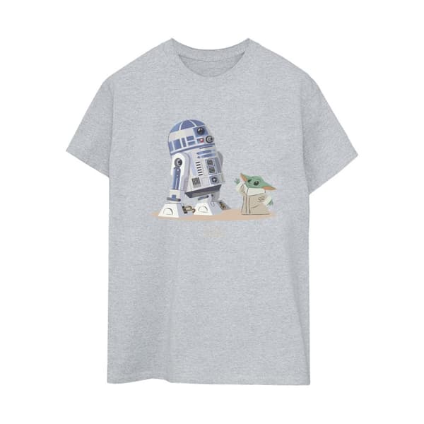 Star Wars Womens/Ladies The Mandalorian R2D2 And Grogu Cotton Boyfriend T-Shirt
