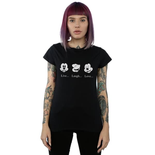 Disney Dam/Tjej Musse Pigg - Lev, älska, skratta - T-shirt i bomull