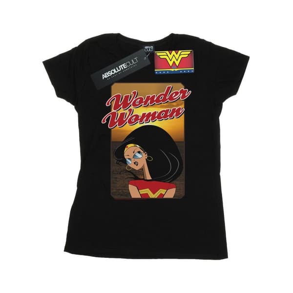 DC Comics Womens/Ladies Wonder Woman Sunset Cotton T-Shirt Black XL