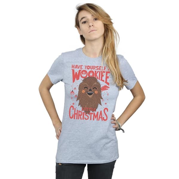 Star Wars Womens/Ladies Wookiee Little Christmas Cotton Boyfriend T-Shirt