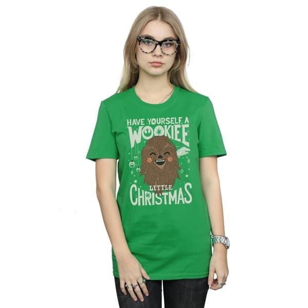 Star Wars Womens/Ladies Wookiee Little Christmas Cotton Boyfriend T-Shirt