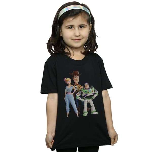 Disney T-shirt i bomull för flickor Toy Story 4 Woody Buzz och Bo Peep