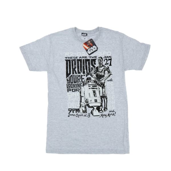 Star Wars T-shirt med rockposter av R2-D2 och C-3PO för pojkar Heather Grey 12-13 Years