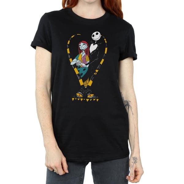 Disney Womens/Ladies Nightmare Before Christmas Jack And Sally Love Cotton Boyfriend T-Shirt
