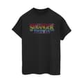 Miniatyrbillede 1 af 3: Netflix Womens/Ladies Stranger Things Rainbow Dot Logo Cotton Boyfriend T-Shirt