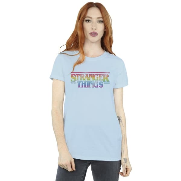 Netflix Womens/Ladies Stranger Things Rainbow Dot Logo Cotton Boyfriend T-Shirt
