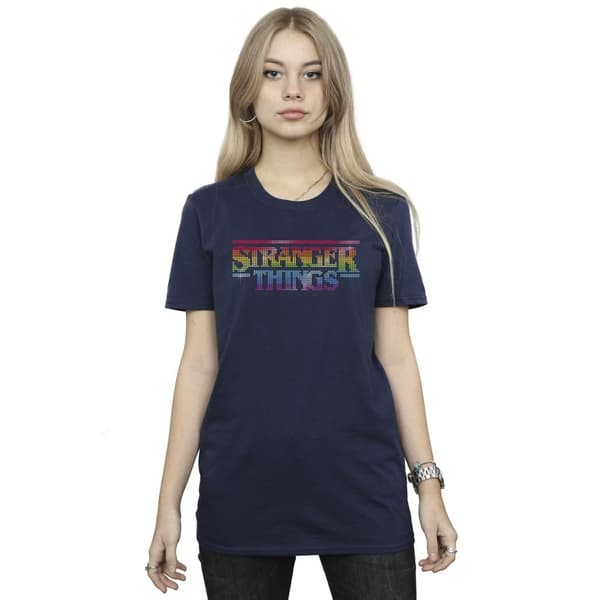 Netflix Womens/Ladies Stranger Things Rainbow Dot Logo Cotton Boyfriend T-Shirt