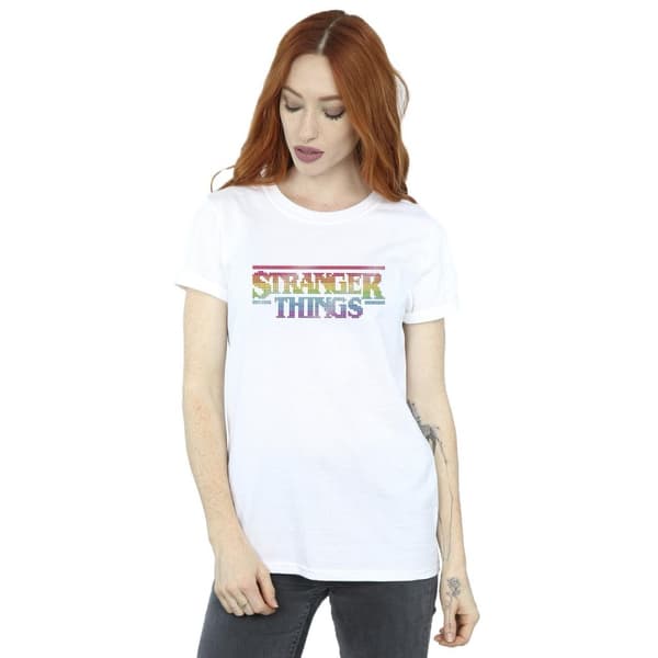 Netflix Womens/Ladies Stranger Things Rainbow Dot Logo Cotton Boyfriend T-Shirt