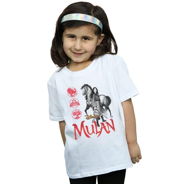 Disney T-shirt i bomull för flickor - Mulan Movie Horse Pose