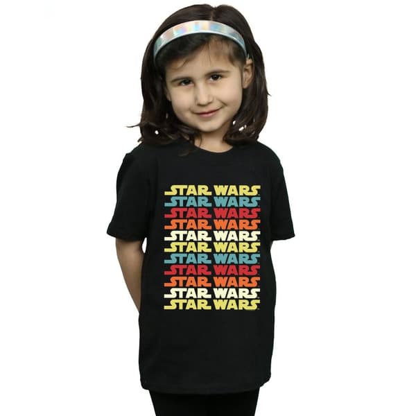 Star Wars Girls Retro Repeat Logo Cotton T-Shirt