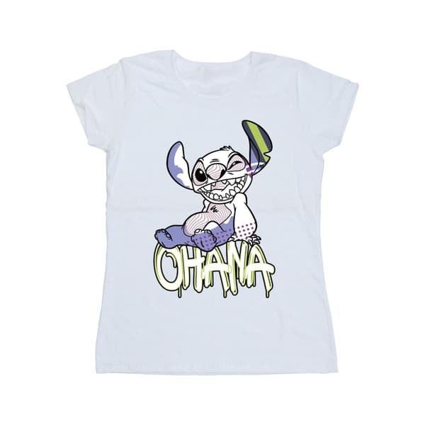 Disney Dam/Tjej Lilo And Stitch Ohana Graffiti Bomulls-T-shirt