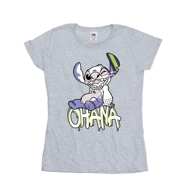 Disney Dam/Tjej Lilo And Stitch Ohana Graffiti Bomulls-T-shirt