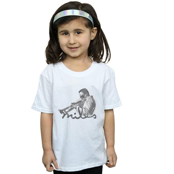 Miles Davis Profil Sketch T-shirt i bomull för flickor