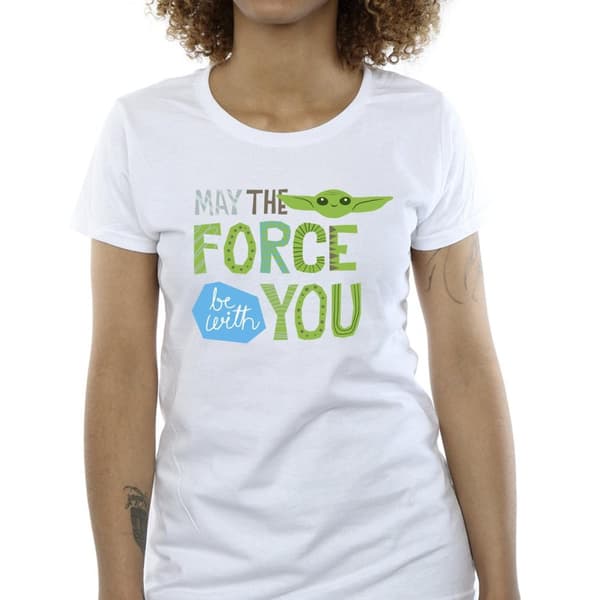 Star Wars Womens/Ladies The Mandalorian May The Force Be With You Cotton T-Shirt