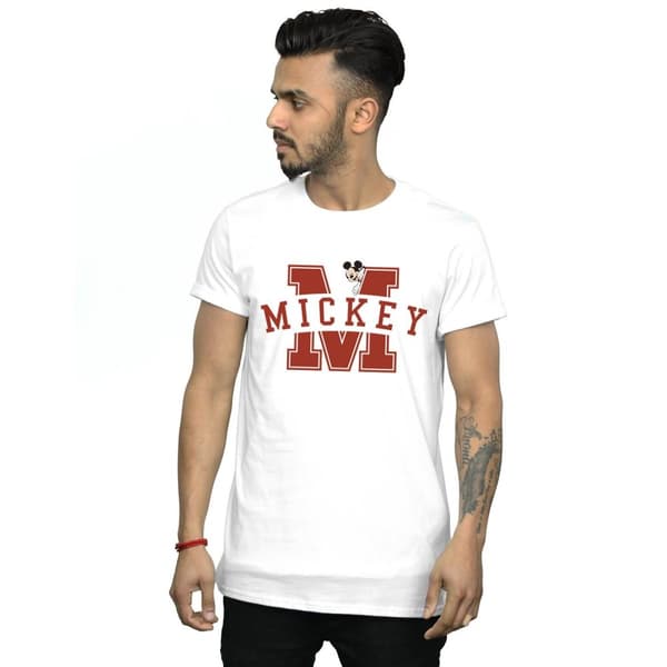 Disney Mens Mickey Mouse Letter Peak T-Shirt