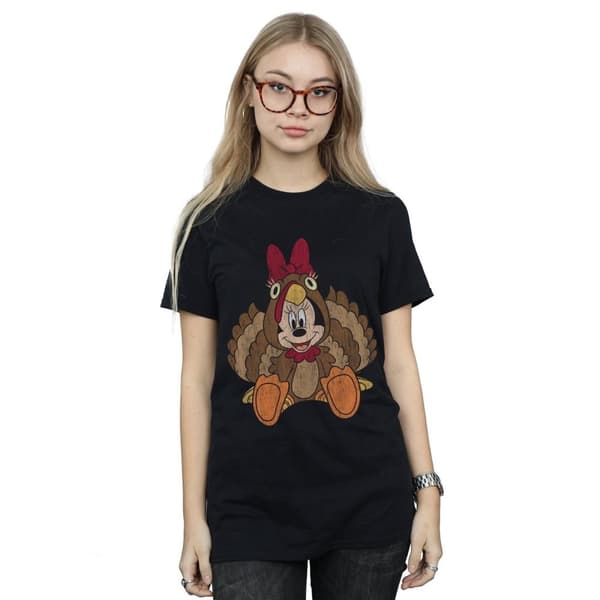 Disney Dam / Dam Minnie Mouse Thanksgiving Turkiet Kostym Bomull Boyfriend T-shirt