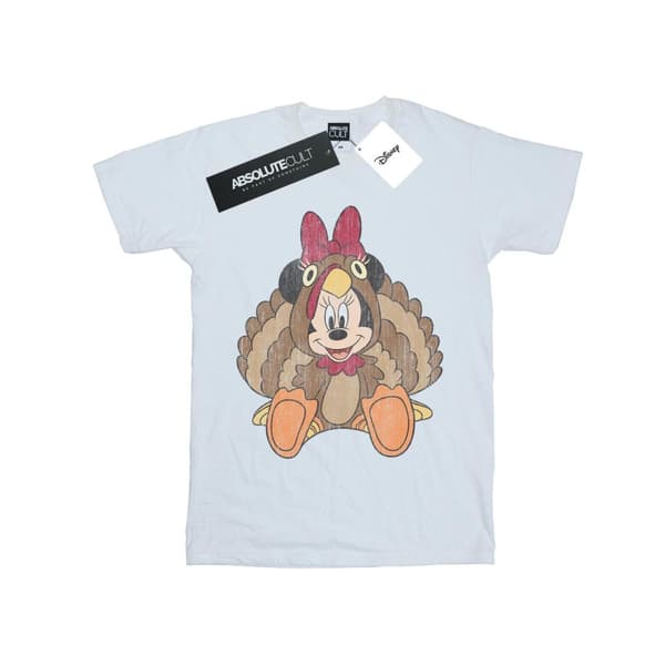 Disney Dam / Dam Minnie Mouse Thanksgiving Turkiet Kostym Bomull Boyfriend T-shirt White 4XL