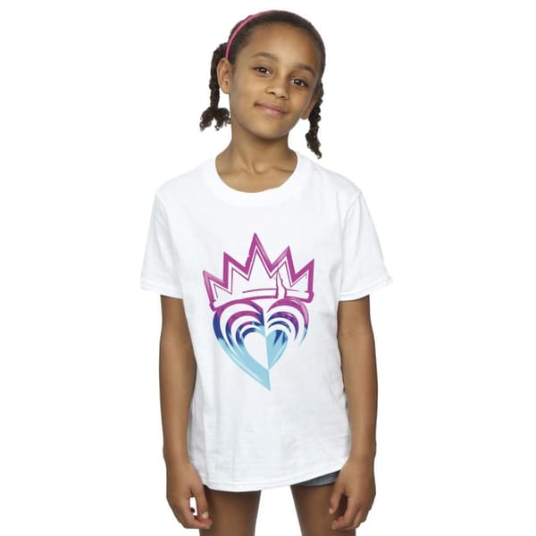 Disney Girls Descendants Pink Crown Cotton T-Shirt