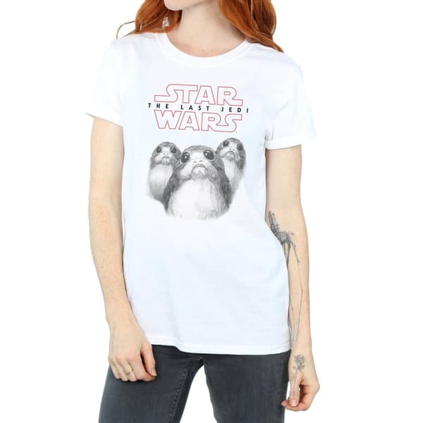 Star Wars Dam/Tjej The Last Jedi Porgs Boyfriend T-shirt i bomull