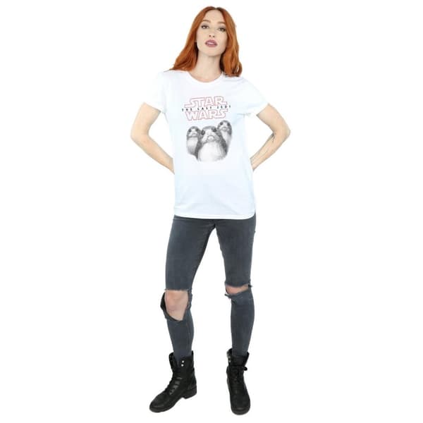 Star Wars Dam/Tjej The Last Jedi Porgs Boyfriend T-shirt i bomull