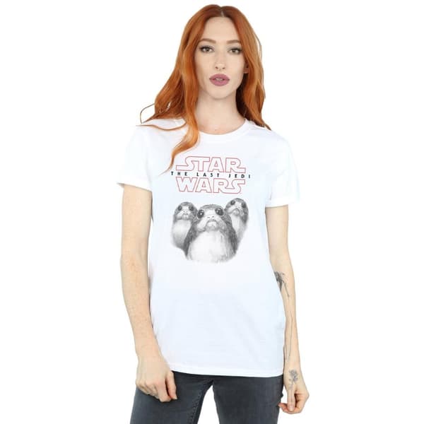 Star Wars Dam/Tjej The Last Jedi Porgs Boyfriend T-shirt i bomull