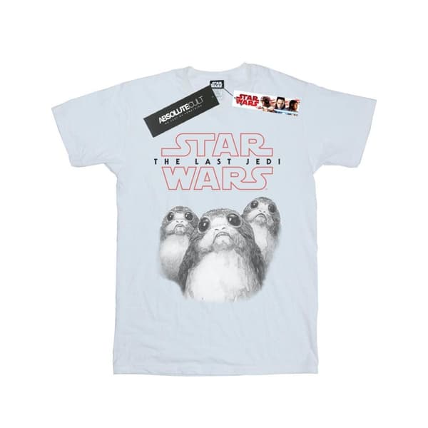Star Wars Dam/Tjej The Last Jedi Porgs Boyfriend T-shirt i bomull White M