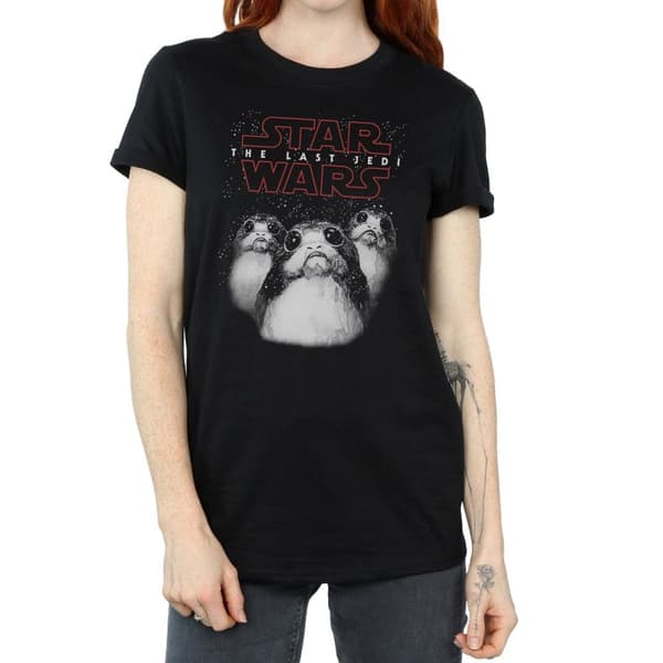 Star Wars Dam/Tjej The Last Jedi Porgs Boyfriend T-shirt i bomull