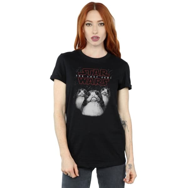 Star Wars Dam/Tjej The Last Jedi Porgs Boyfriend T-shirt i bomull