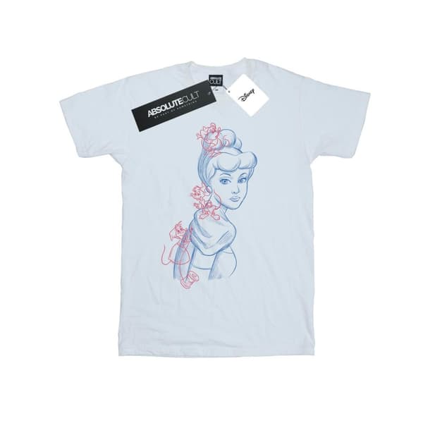 Disney Dam/kvinnor Cinderella Mouse Sketch Boyfriend T-shirt i bomull White XL