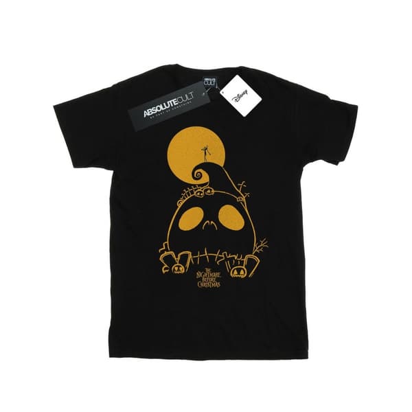 Disney T-shirt i bomull för flickor Nightmare Before Christmas Jack Skellington Cemetary Black 7-8 Years