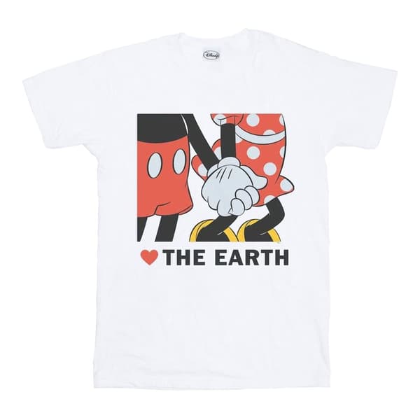 Disney Dam/Tjej Musse Pigg Hjärta Jorden Bomull Boyfriend T-shirt