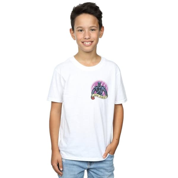 Marvel Boys Black Panther Tattoo Breast Print T-Shirt