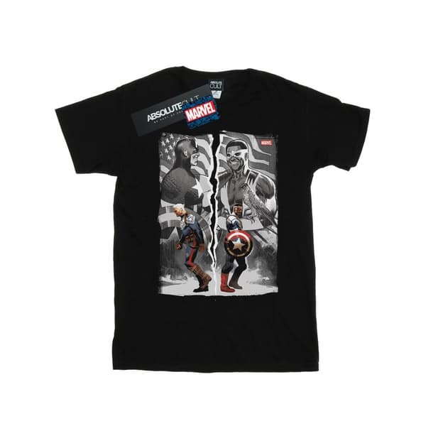 Marvel Mens Falcon And Captain America Split T-Shirt