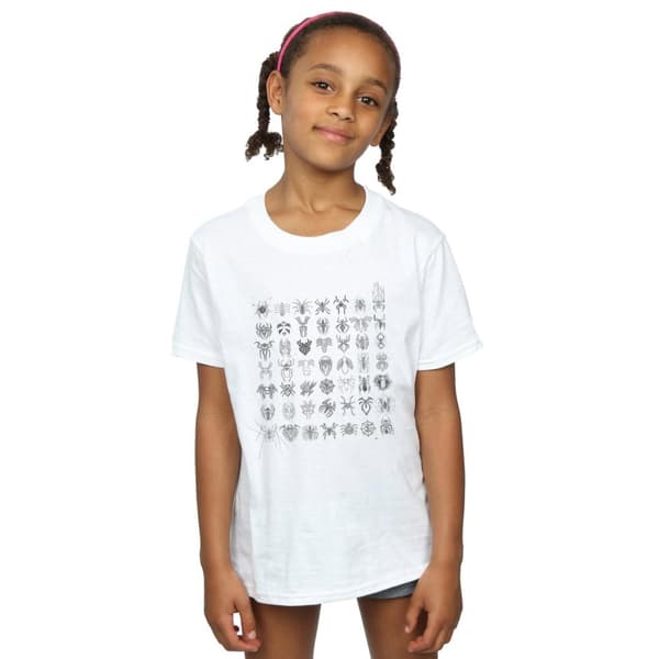 Marvel T-shirt i bomull med skissade Spider-Man-symboler för flickor