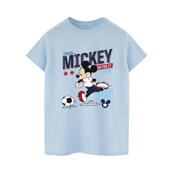 Disney Womens/Ladies Mickey Mouse Team Mickey Football Cotton Boyfriend T-Shirt