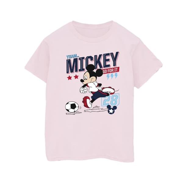 Disney Womens/Ladies Mickey Mouse Team Mickey Football Cotton Boyfriend T-Shirt