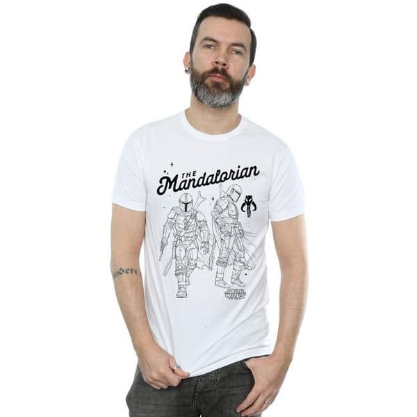 Star Wars Mens The Mandalorian Hunter Profile T-Shirt