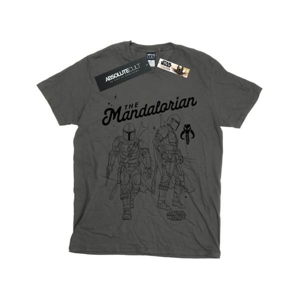 Star Wars Mens The Mandalorian Hunter Profile T-Shirt Charcoal XL