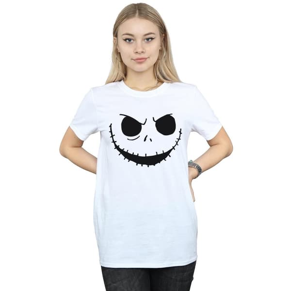 Disney Dam/Tjej Nightmare Before Christmas Jack´s Face Bold Boyfriend T-shirt i bomull